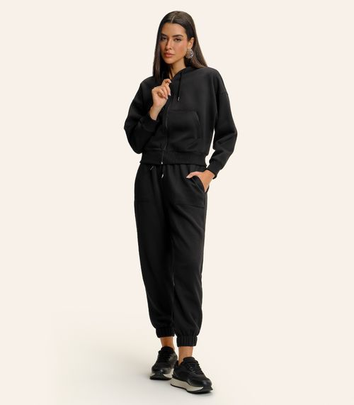 Calça Feminina Moletom Jogger Básico Endless Preto