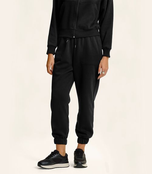 Calça Feminina Moletom Jogger Básico Endless Preto