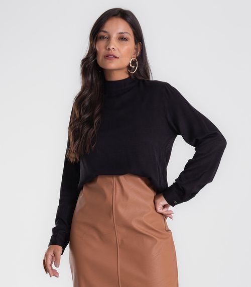Blusa Feminina Manga Longa Viscose Endless Preto