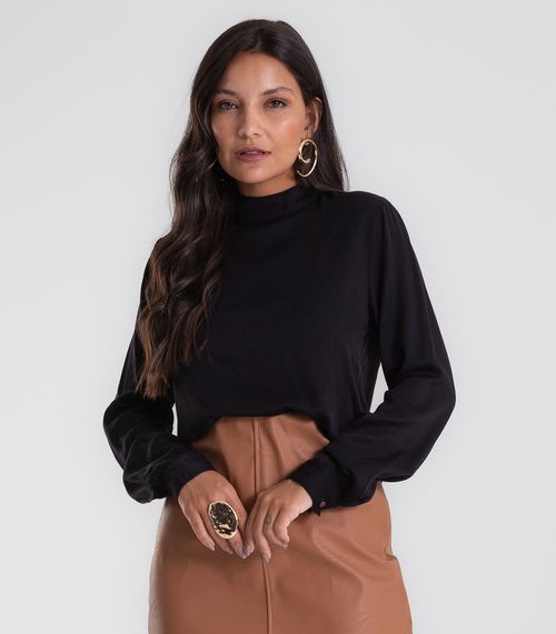 Blusa Feminina Manga Longa Viscose Endless Preto