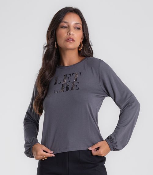 Blusa Feminina Manga Longa Bufante Endless Cinza