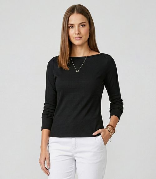 Blusa Feminina Manga Longa Decote Canoa Endless Preto