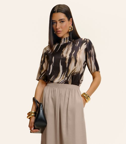 Blusa Endless Estampada Viscose Khyara Feminina Preto