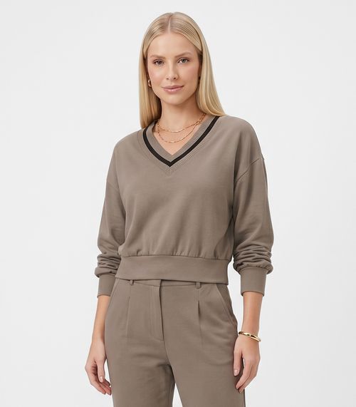 Blusão Feminino Decote V Molecotton Endless Marrom