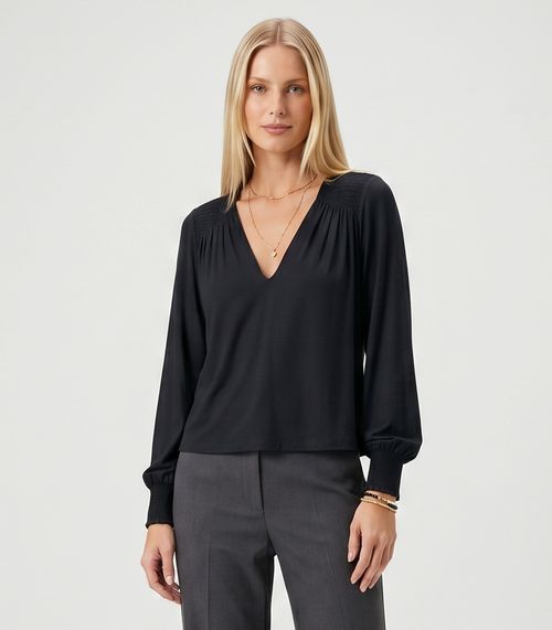 Blusa Feminina Manga Longa Com Lastex Endless Preto