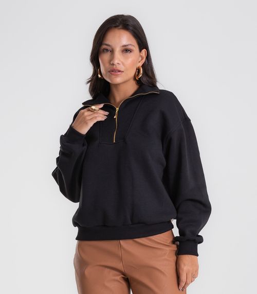 Blusão Feminino Gola Alta Felpado Endless Preto