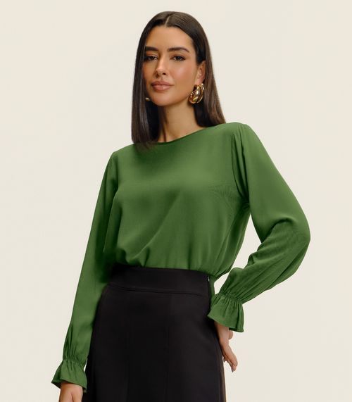 Blusa Feminina Manga Longa Com Lastex Endless Verde