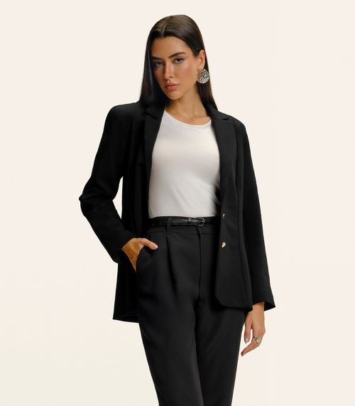 Blazer Feminino Alfaiataria Manga Longa Endless Preto