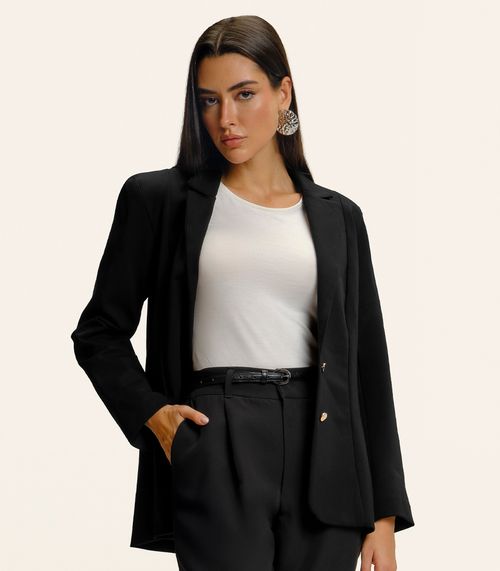 Blazer Feminino Alfaiataria Manga Longa Endless Preto