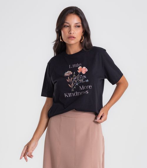 Camiseta T-shirt Feminina Com Estampa Endless Preto