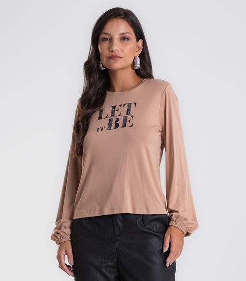 Blusa Feminina Manga Longa Bufante Endless Marrom