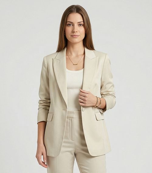 Blazer Feminino Em  Alfaiataria Endless Bege