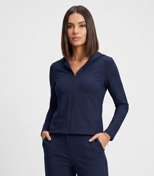 Jaqueta Feminina Com Capuz Molecotton Endless Azul