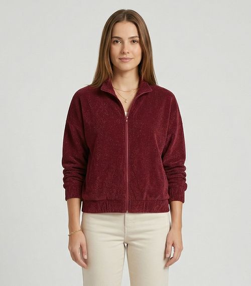 Jaqueta Feminina Tricot Gola Alta Endless Vermelho