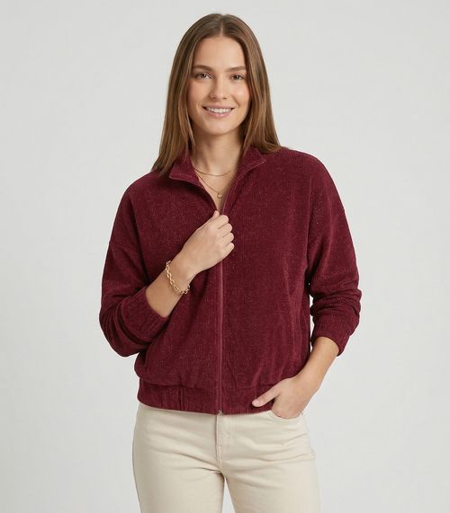Jaqueta Feminina Tricot Gola Alta Endless Vermelho
