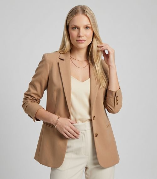 Blazer Feminino Alfaiataria Manga Longa Endless Marrom