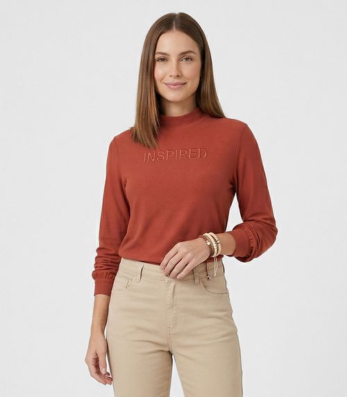 Blusa Feminina Manga Longa Viscose Endless Laranja