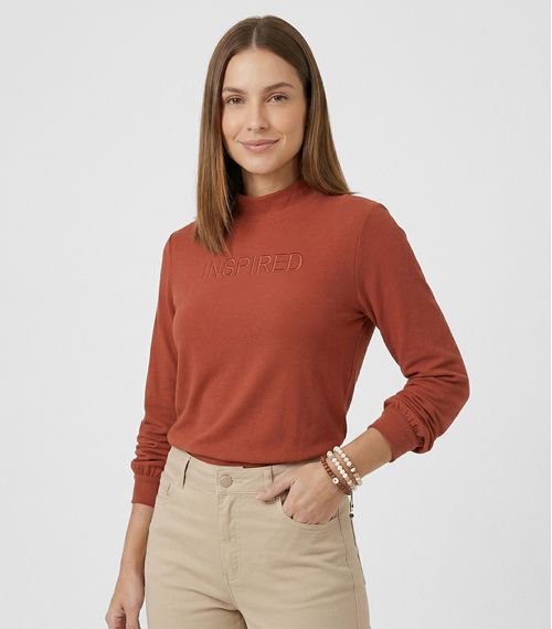 Blusa Feminina Manga Longa Viscose Endless Laranja