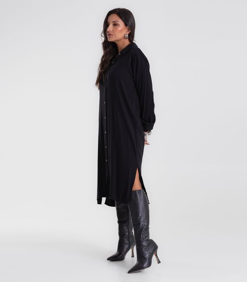 Vestido Chemise Feminino Liso Endless Preto
