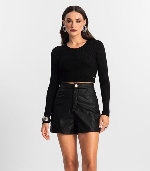 Blusa Feminina Manga Longa Ribana Básica Endless Preto