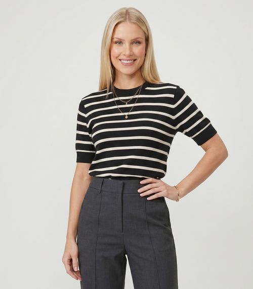 Blusa Feminina Manga Curta Tricot Endless Preto