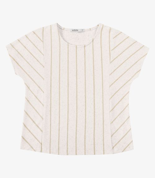 Blusa Feminina Viscolinho Lurex Listrada Endless Bege