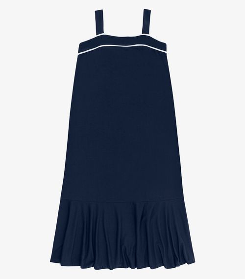 Vestido Feminino Super Midi Evasê Liso Endless Azul