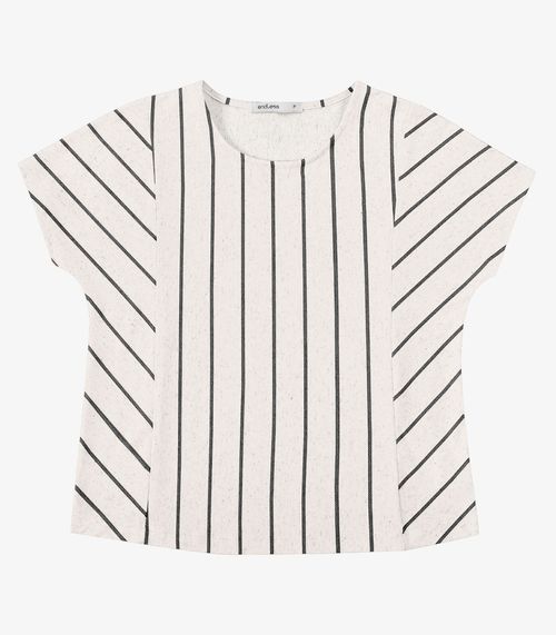 Blusa Feminina Viscolinho Lurex Listrada Endless Preto