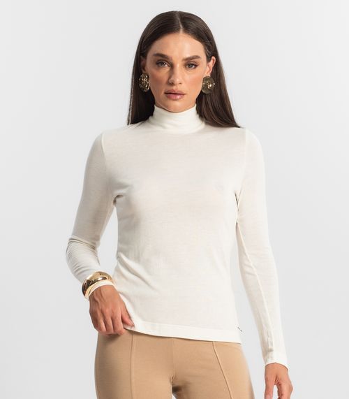 Blusa Manga Longa Vico Tricot Básica Endless Bege