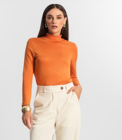 Blusa Manga Longa Vico Tricot Básica Endless Laranja