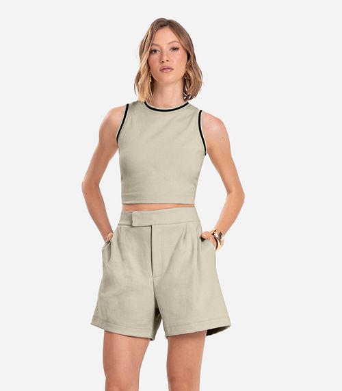 Conjunto Feminino Regata Com Shorts Endless Bege