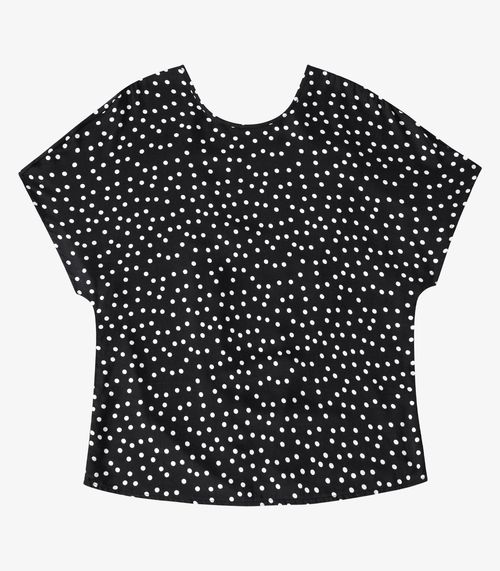 Blusa Feminina Viscose Acetinada Estampada Endless Preto