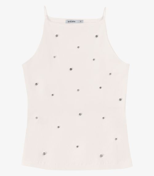 Blusa Feminina De Alça Com Rebites Ribana Endless Bege