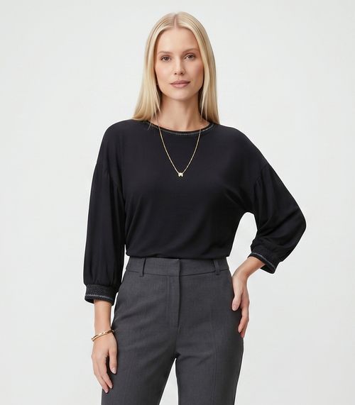 Blusa Feminina Ampla Manga 3/4 Viscose Endless Preto