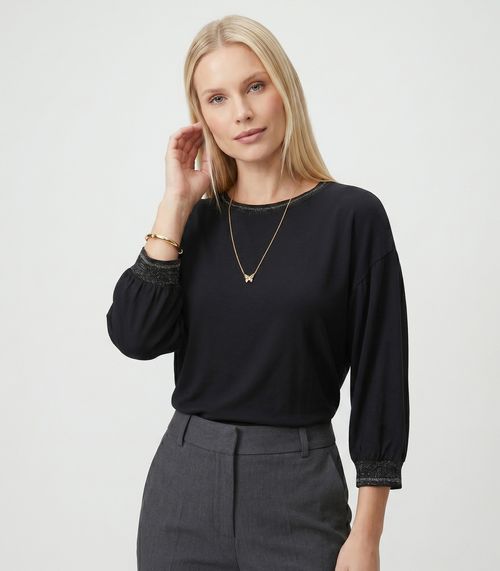 Blusa Feminina Ampla Manga 3/4 Viscose Endless Preto