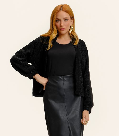 Cardigan Endless Tricot Glowshine Feminino Preto