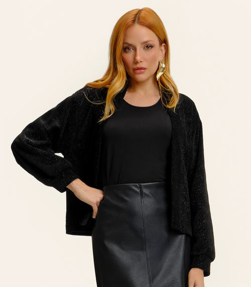 Cardigan Endless Tricot Glowshine Feminino Preto