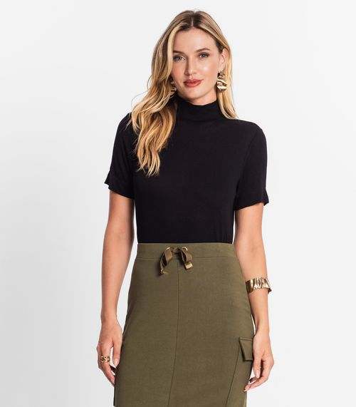 Blusa Feminina Gola Alta ViscoTrico Básica Endless Preto