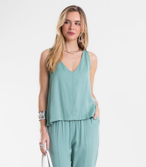 Regata Feminina Decote V Em Viscose Endless Verde