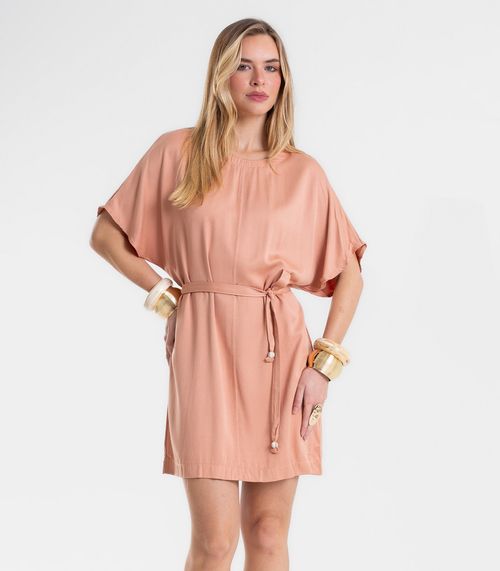Vestido Feminino Curto Com Cinto Viscose Endless Marrom