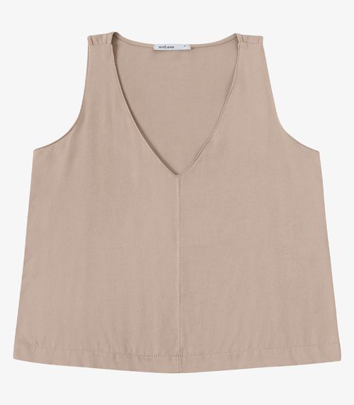 Regata Feminina Decote V Em Viscose Endless Bege
