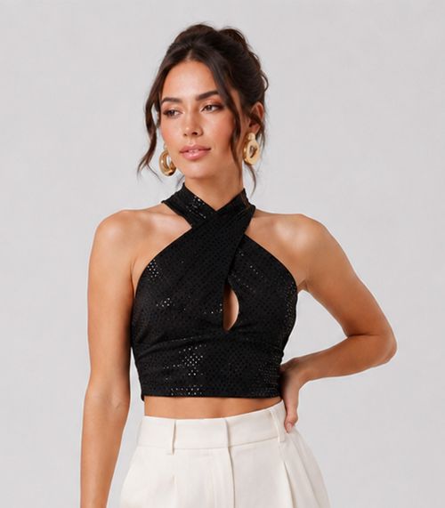 Blusa Feminina De Alça E Decote Em X Endless Preto