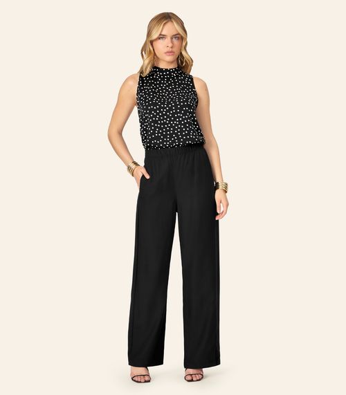 Regata Feminina Viscose Acetinada Estampa Endless Preto