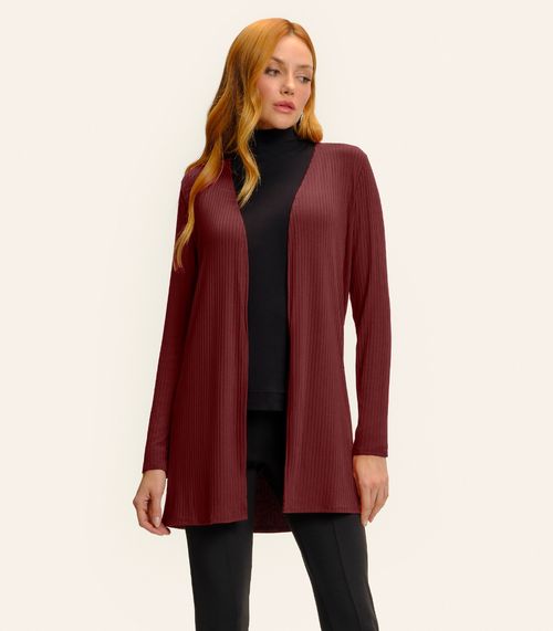 Cardigan Feminino Ribana Canelada Básico Endless Vermelho