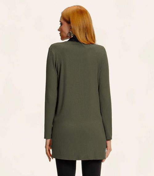Cardigan Feminino Ribana Canelada Básico Endless Verde