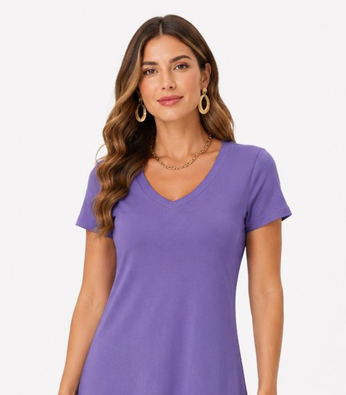 Vestido Midi Com Decote Em V Malha Visco Endless Roxo