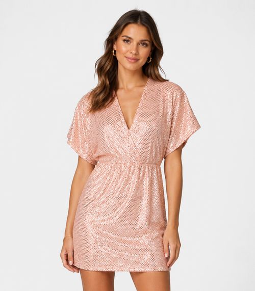 Vestido Curto Feminino Em Malha Lantejoula Endless Unica