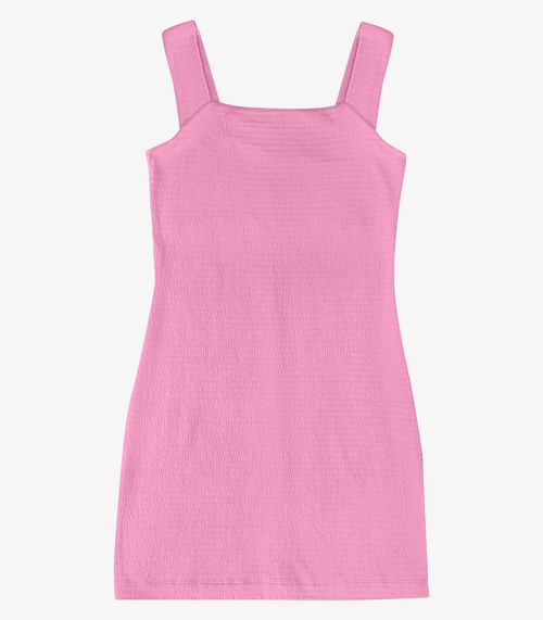 Vestido Feminino Midi Decote Quadrado Endless Rosa