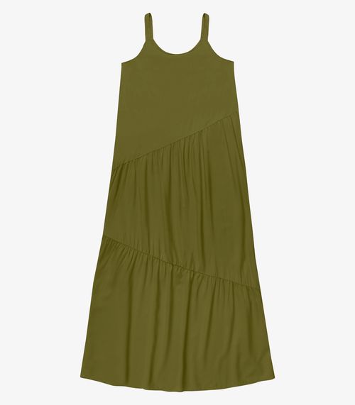 Vestido Feminino Longo Em Viscose Evasê Endless Verde