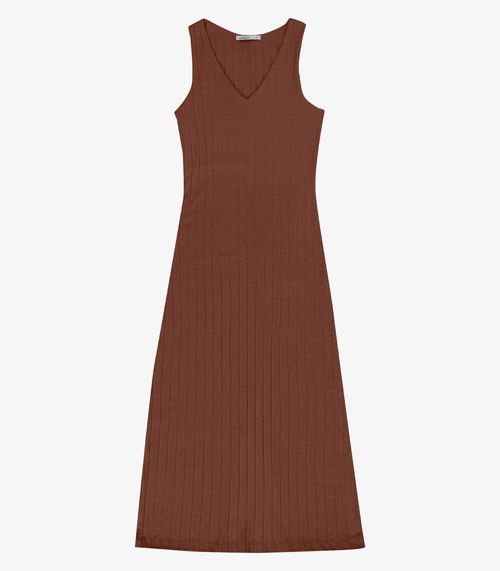 Vestido Feminino Midi Decote Em V Endless Marrom